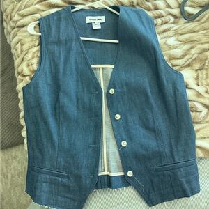 SIMON+HEU Blue Denim Vest - Tailored Sleeveless Button Front